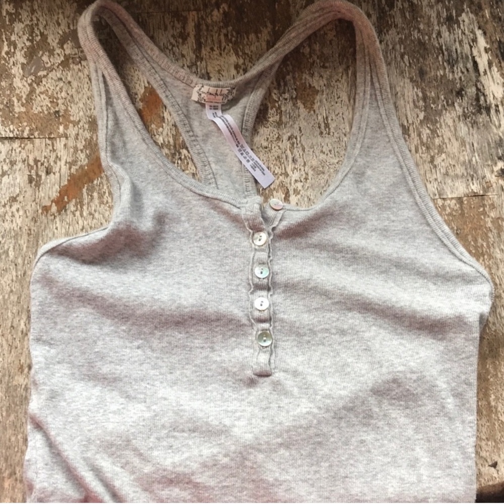 Free People Light Gray Ribbed Tank